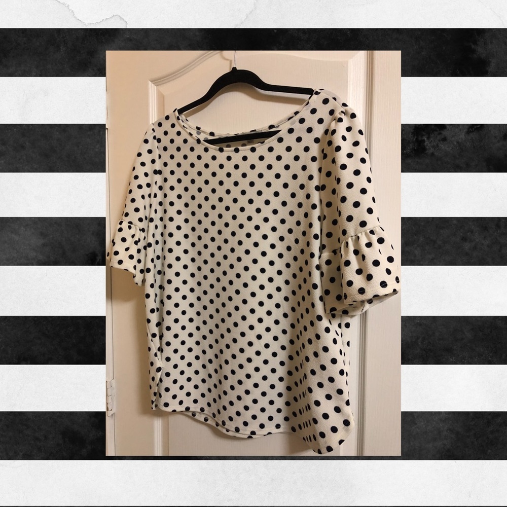 Polka Dot Flutter Sleeve Top